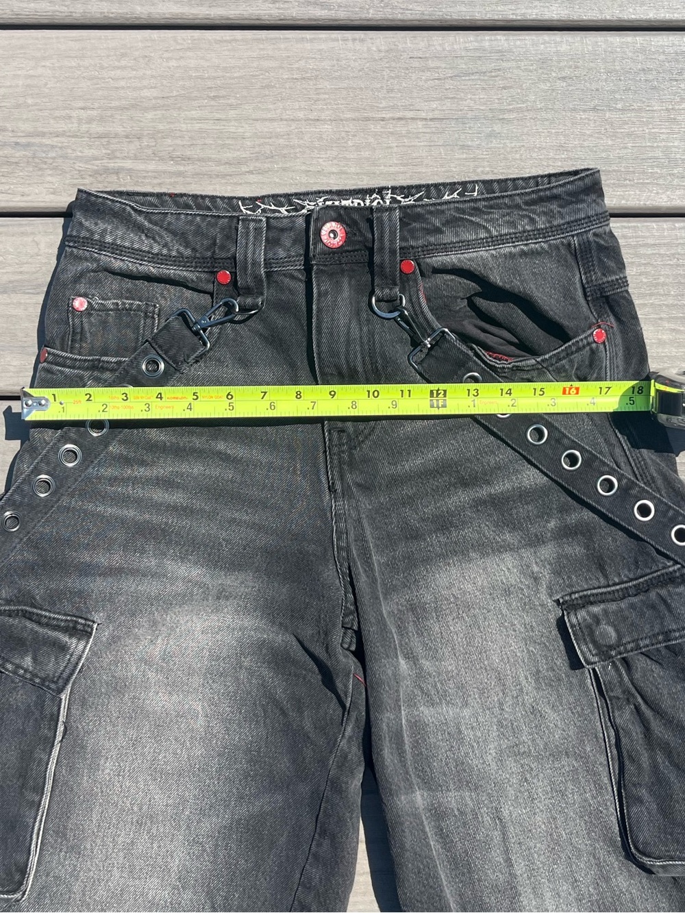 Vitriol; Black; Utility Gorp-Core Cargo Pants; Wide Leg; Grommet Buckles; US28 - Picture 5 of 11